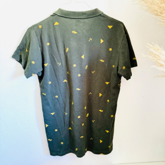 MEN AMBSN CALIFORNIA Forrest Green Print Casual Button Polo Short Sleeve Shirt M - Picture 6 of 7